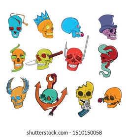 vector anchor and skulls