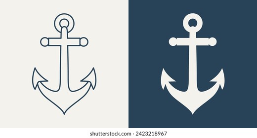 Vector Anchors. Anchor Silhouette Icon Set. Anchor with Outline. Anchor Design Template. Vector Illustration