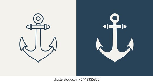 Vector Anchors. Anchor Silhouette Icon Set. Anchor with Outline. Anchor Design Template. Vector Illustration