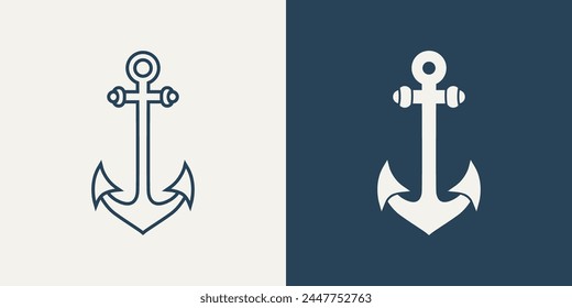 Vector Anchors. Anchor Silhouette Icon Set. Anchor with Outline. Anchor Design Template. Vector Illustration