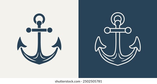 Vector Anchors. Anchor Silhouette Icon Set. Anchor with Outline. Anchor Design Template. Vector Illustration