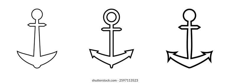 Vector Anchors. Anchor Silhouette Icon Set. Anchor with Outline. Anchor Design Template.