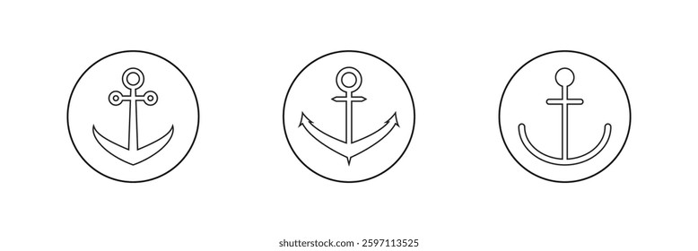 Vector Anchors. Anchor Silhouette Icon Set. Anchor with Outline. Anchor Design Template.