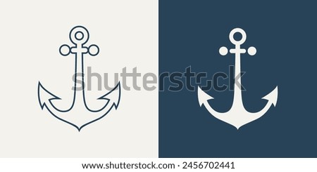 Vector Anchors. Anchor Silhouette Icon Set. Anchor with Outline. Anchor Design Template. Vector Illustration