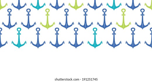 vector anchors blue and green horizontal seamless pattern background