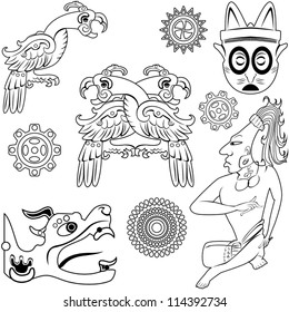 Vector of ancient american design elements on white