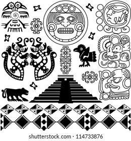 Vector of ancient american design elements on white