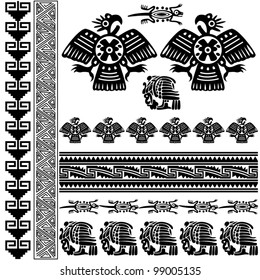 Vector of ancient american ornaments on white
