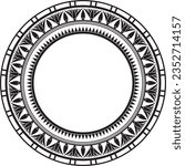 Vector ancient black monochrome Egyptian round ornament. Endless national ethnic border, frame, ring.
