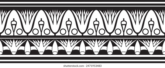 Vector ancient black monochrome Egyptian seamless ornament. Endless national ethnic border, frame.
