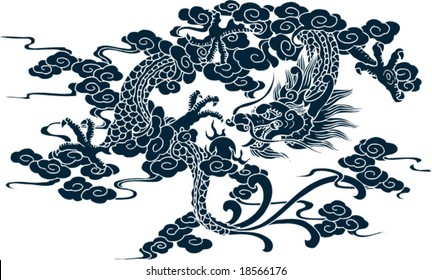 Vector of Ancient Chinese Artistic Dragon Pattern