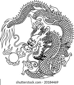 Vector of Ancient Chinese Artistic Dragon Pattern