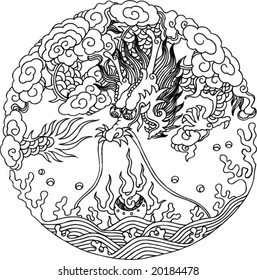 Vector of Ancient Chinese Artistic Dragon Pattern