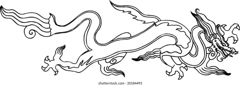 Vector of Ancient Chinese Artistic Dragon Pattern