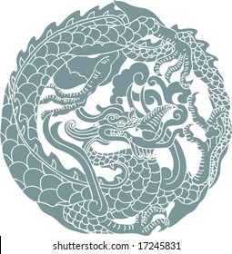 Vector of Ancient Chinese Dragon Pattern