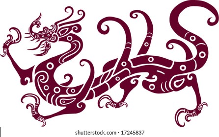 Vector of Ancient Chinese Dragon Pattern