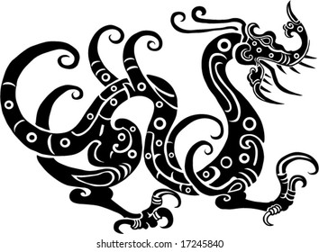 Vector of Ancient Chinese Dragon Pattern