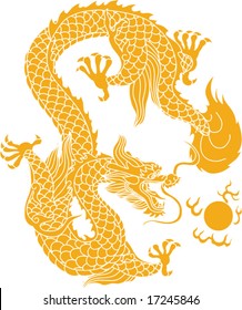 Vector of Ancient Chinese Dragon Pattern