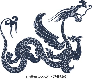 Vector of Ancient Chinese Dragon Pattern