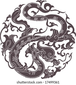 Vector of Ancient Chinese Dragon Pattern
