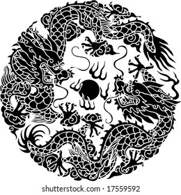 Vector of Ancient Chinese Dragon Pattern