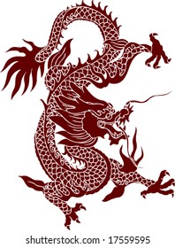 Vector of Ancient Chinese Dragon Pattern