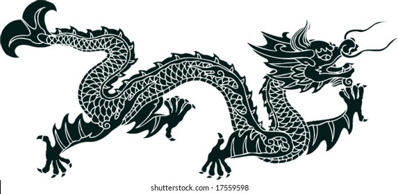 Vector of Ancient Chinese Dragon Pattern
