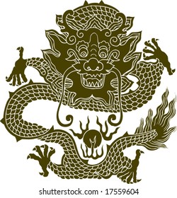 Vector of Ancient Chinese Dragon Pattern