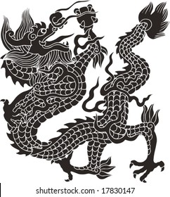 Vector of Ancient Chinese Dragon Pattern