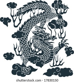 Vector of Ancient Chinese Dragon Pattern