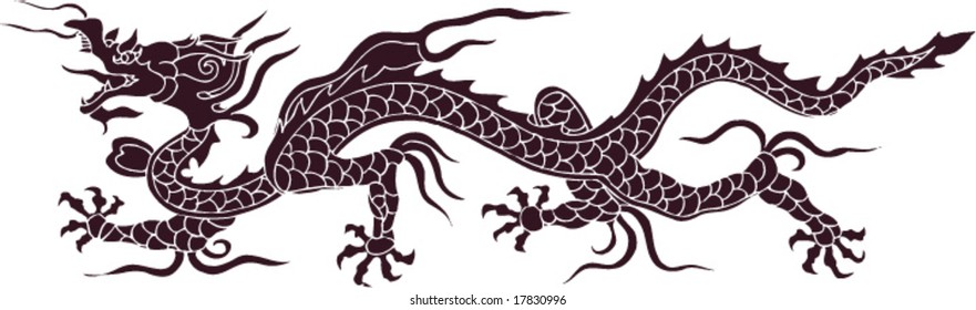 Vector of Ancient Chinese Dragon Pattern