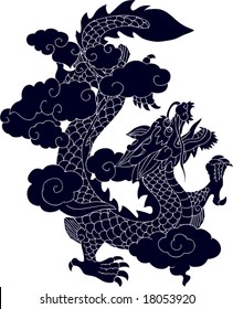 Vector of Ancient Chinese Dragon Pattern