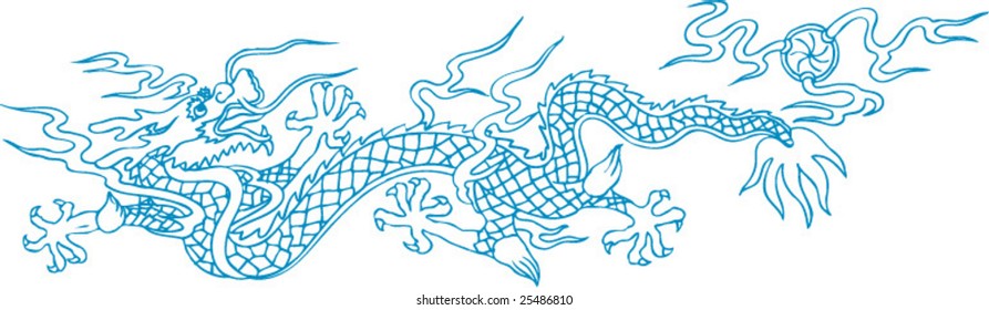 Vector of Ancient Chinese Dragon Pattern
