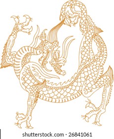 Vector of Ancient Chinese Dragon Pattern