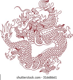 Vector of Ancient Chinese Dragon Pattern