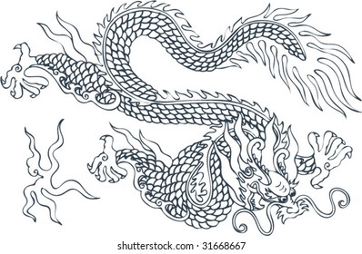 Vector of Ancient Chinese Dragon Pattern