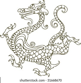 Vector of Ancient Chinese Dragon Pattern