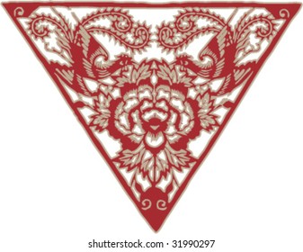Vector of Ancient Chinese Phoenix Pattern