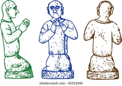 Vector of Ancient Chinese pottery character playing music 3