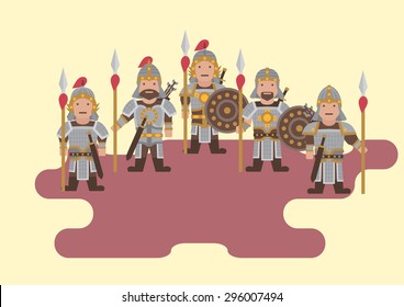 Vector Ancient Chinese Soldier Flat Graphic