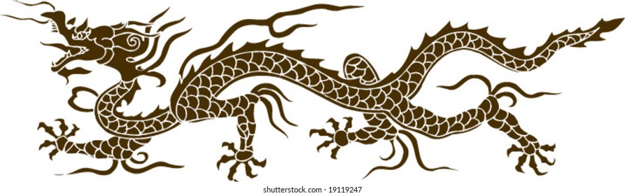 Vector Of Ancient Chinese Traditional Artistic Dragon Pattern