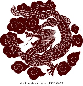 Vector of Ancient Chinese Traditional Artistic Dragon Pattern