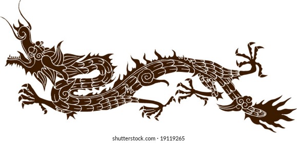 Vector of Ancient Chinese Traditional Artistic Dragon Pattern