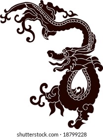 Vector of Ancient Chinese Traditional Dragon Pattern