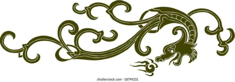 Vector Of Ancient Chinese Traditional Dragon Pattern