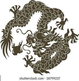 Vector of Ancient Chinese Traditional Dragon Pattern