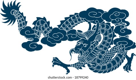 Vector of Ancient Chinese Traditional Dragon Pattern