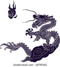 Vector of Ancient Chinese Traditional Dragon Pattern