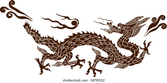 Vector of Ancient Chinese Traditional Dragon Pattern