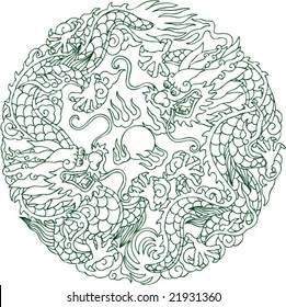 Vector of Ancient Chinese Traditional Dragon pattern